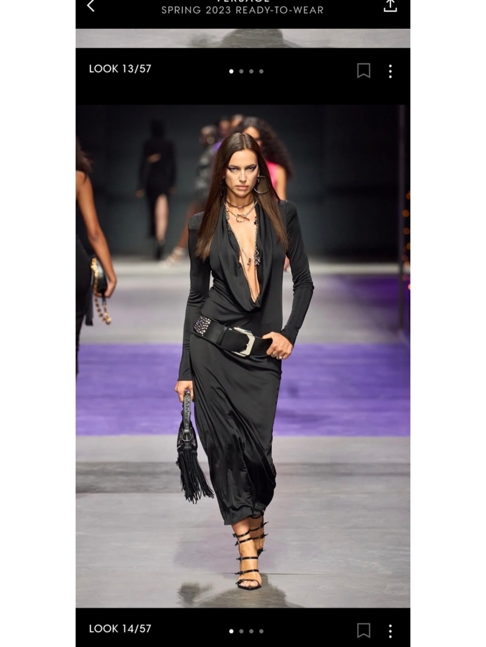 NWT Versace SS23 Runway Black Hooded Cowl-Neck Bodysuit Jersey - IT 50 / US 14